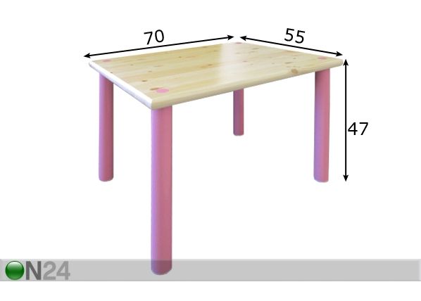 Lastenpöytä, mänty 70x55 cm mitat