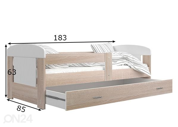 Lastensänky 80x180 cm + patja mitat