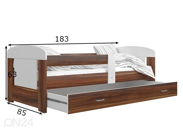 Lastensänky 80x180 cm + patja mitat