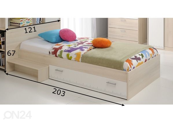 Lastensänky Charly 90x200 cm mitat