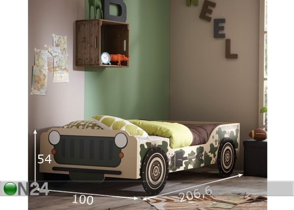 Lastensänky JEEP 90x200 cm mitat