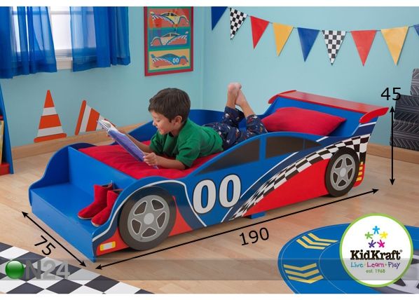 Lastensänky KidKraft RALLIAUTO 70x140 cm mitat