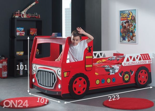 Lastensänky PALOAUTO 90x200 cm, LED -valot mitat