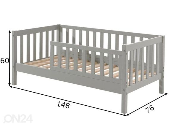 Lastensänky Toddler 70x140 cm, harmaa mitat
