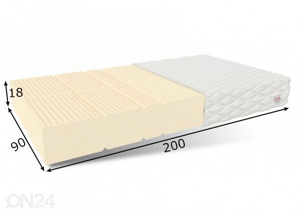 Lateksipatja Alcamo 90x200 cm mitat