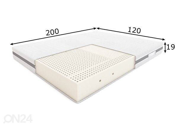 Lateksipatja Hilding Melody Hybrid 120x200 cm mitat