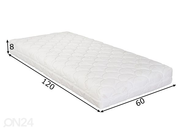Lateksipatja Hypnos Beebi-Lux 60x120x8 cm, bambuviskoosi mitat