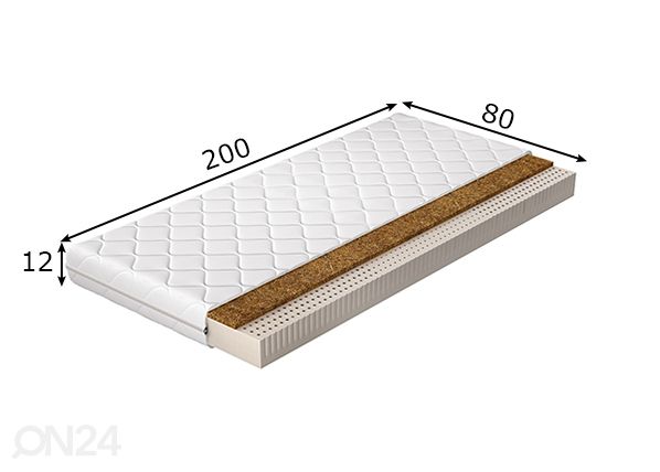 Lateksipatja Marionel 80x200 cm mitat