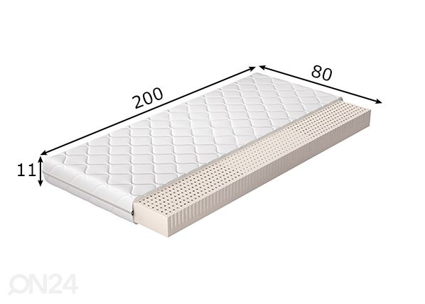 Lateksipatja Milano 80x200 cm mitat