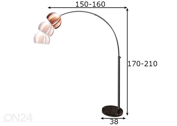 Lattiavalaisin Big Bow mitat