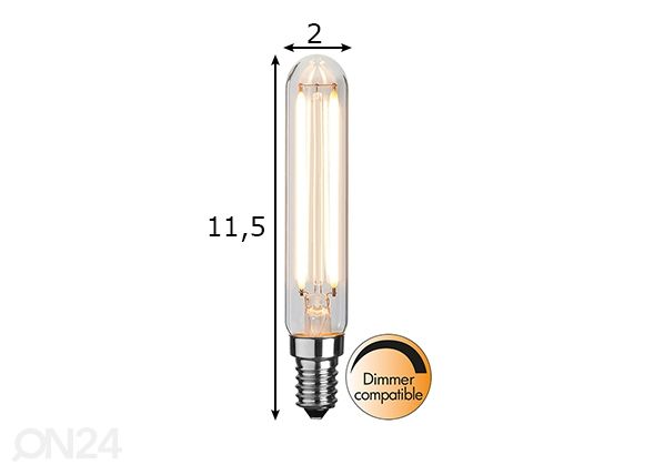 LED-koristelamppu E14, 2W mitat