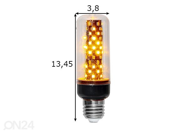 LED-koristelamppu Flame, E27 1.5-3.3W mitat