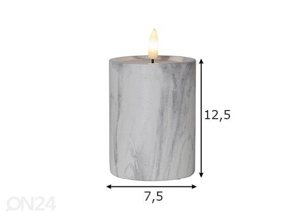 LED-kynttilä Flamme Marble mitat