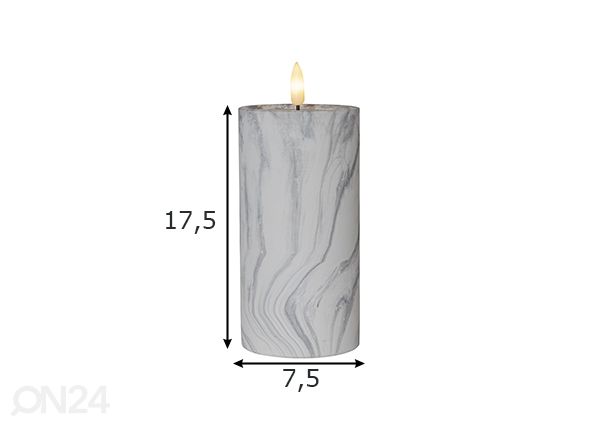 LED-kynttilä Flamme Marble mitat