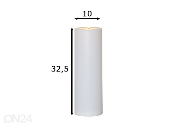 LED kynttilä Flamme Rak valkoinen h32,5 cm mitat