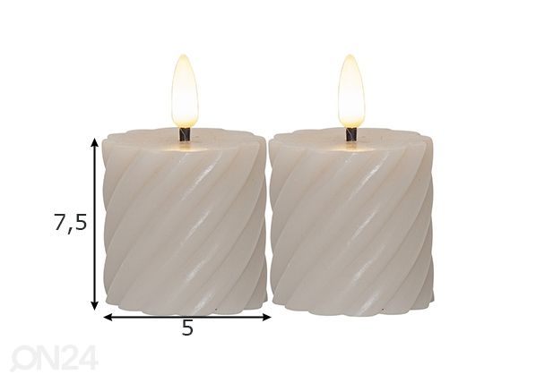 LED-kynttilät Flamme Swirl 2 kpl mitat