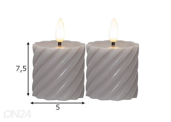 LED-kynttilät Flamme Swirl 2 kpl mitat