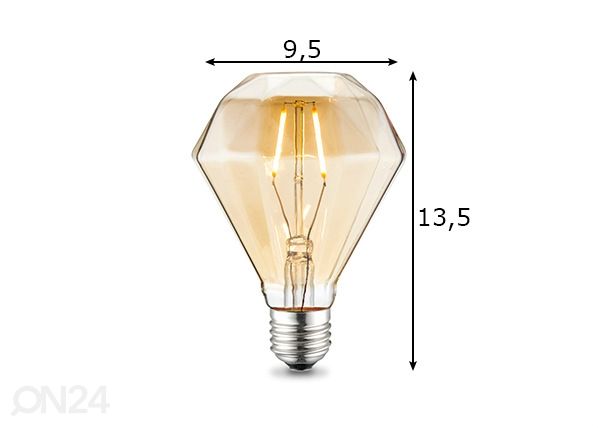 LED-lamppu Diamond, E27, 2W mitat