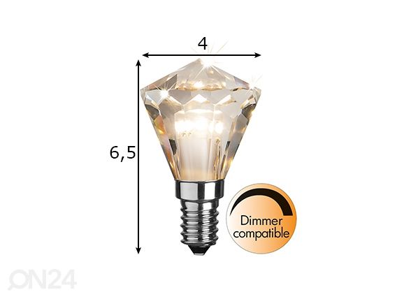 LED -lamppu E14, 3 W mitat