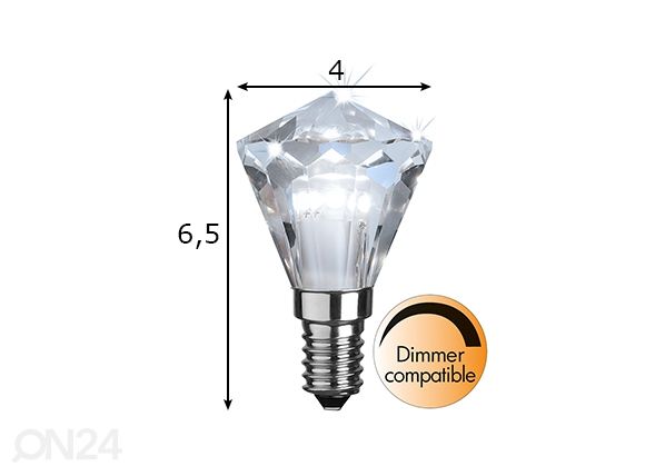 LED -lamppu E14, 3 W mitat