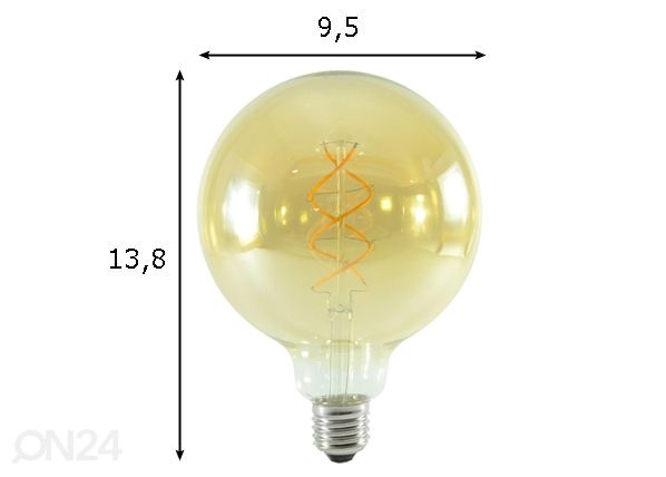 LED lamppu hehkulangalla E27 5 W mitat
