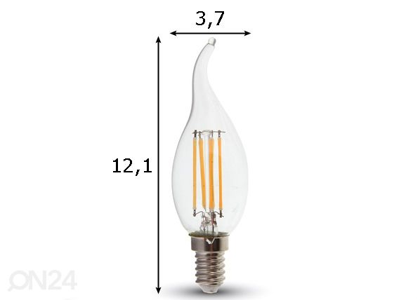 LED lamppu hehkulangalla E27 5 W E14 4 W 3 kpl mitat