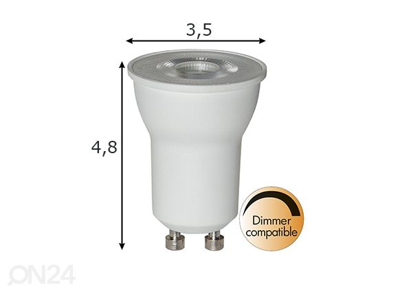 LED-lamppu kohdevaloon GU10 3,6 W mitat