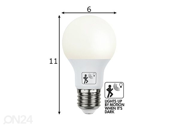 LED-lamppu liiketunnistimella E27 7 W mitat