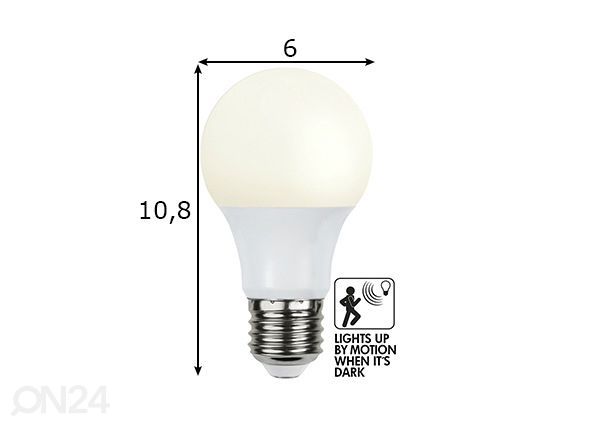 LED-lamppu liiketunnistimella E27 9,2 W mitat