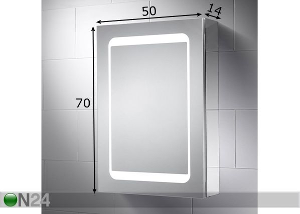 LED peilikaappi Belle 70x50 cm mitat