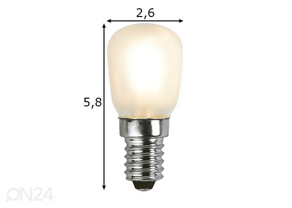 LED sähkölamppu E14 1,3 W mitat