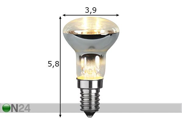 LED sähkölamppu E14 1,5 W mitat