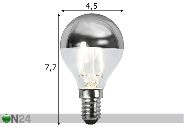 LED sähkölamppu E14 1,8 W mitat