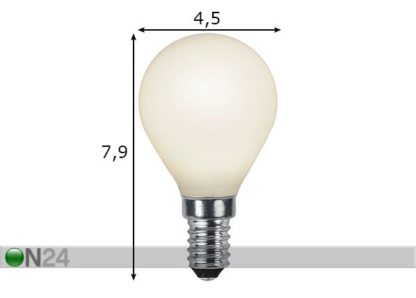 LED sähkölamppu E14 2 W mitat