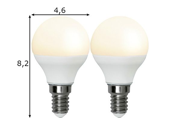 LED sähkölamppu E14 3 W (2 kpl) mitat