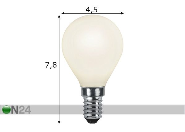 LED sähkölamppu E14 3 W mitat
