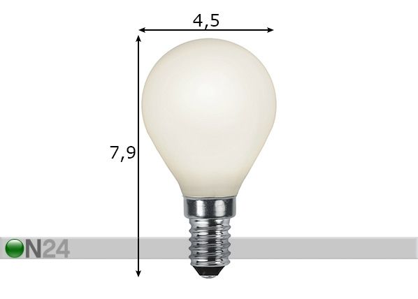 LED sähkölamppu E14 4,7 W mitat