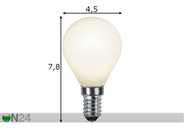 LED sähkölamppu E14 4,7 W mitat
