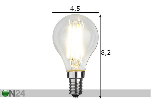 LED sähkölamppu E14 4 W mitat