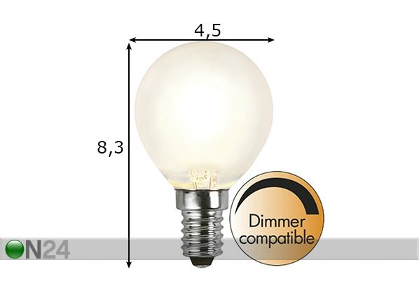 LED sähkölamppu E14 4 W mitat