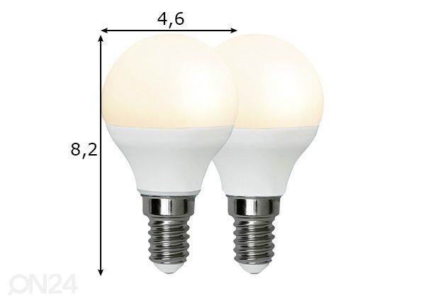 LED sähkölamppu E14 5,5 W (2 kpl) mitat
