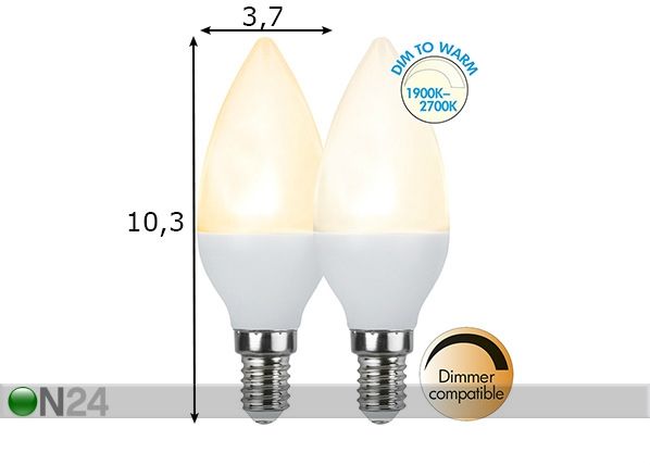 LED sähkölamppu E14 5 W mitat
