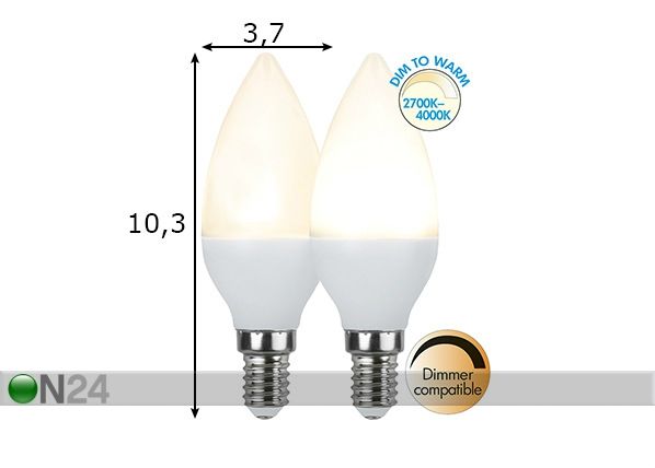 LED sähkölamppu E14 5 W mitat