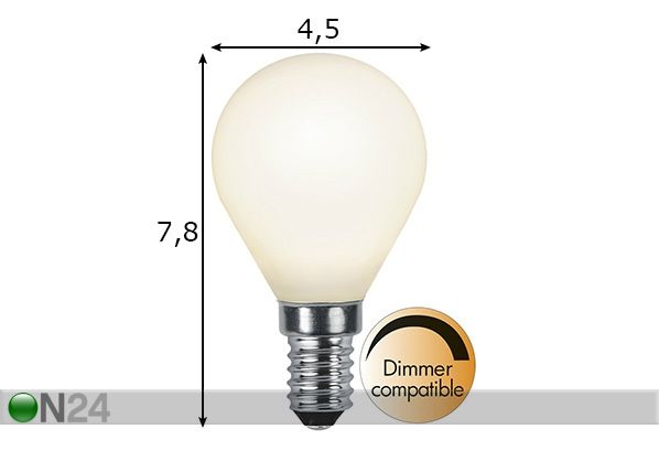 LED sähkölamppu E14 5 W mitat