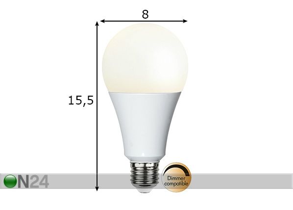 LED sähkölamppu E27 19 W mitat