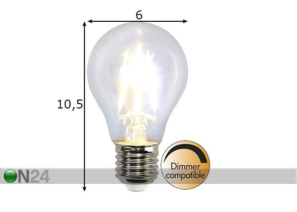 LED sähkölamppu E27 4 W mitat