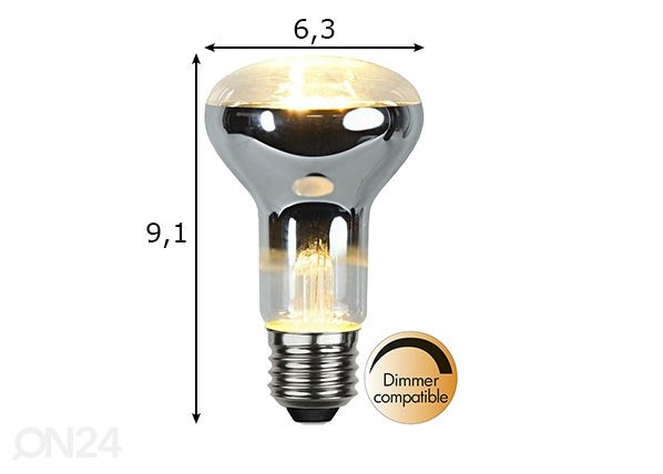 LED sähkölamppu E27 4 W mitat