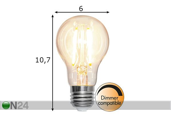LED sähkölamppu E27 8 W mitat