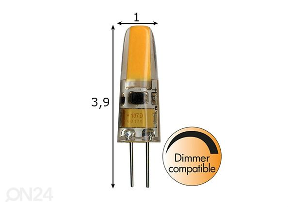 LED sähkölamppu G4 1,4 W mitat