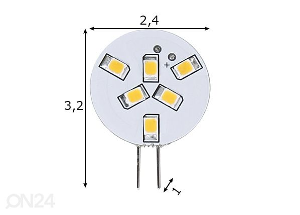 LED sähkölamppu G4 1 W mitat